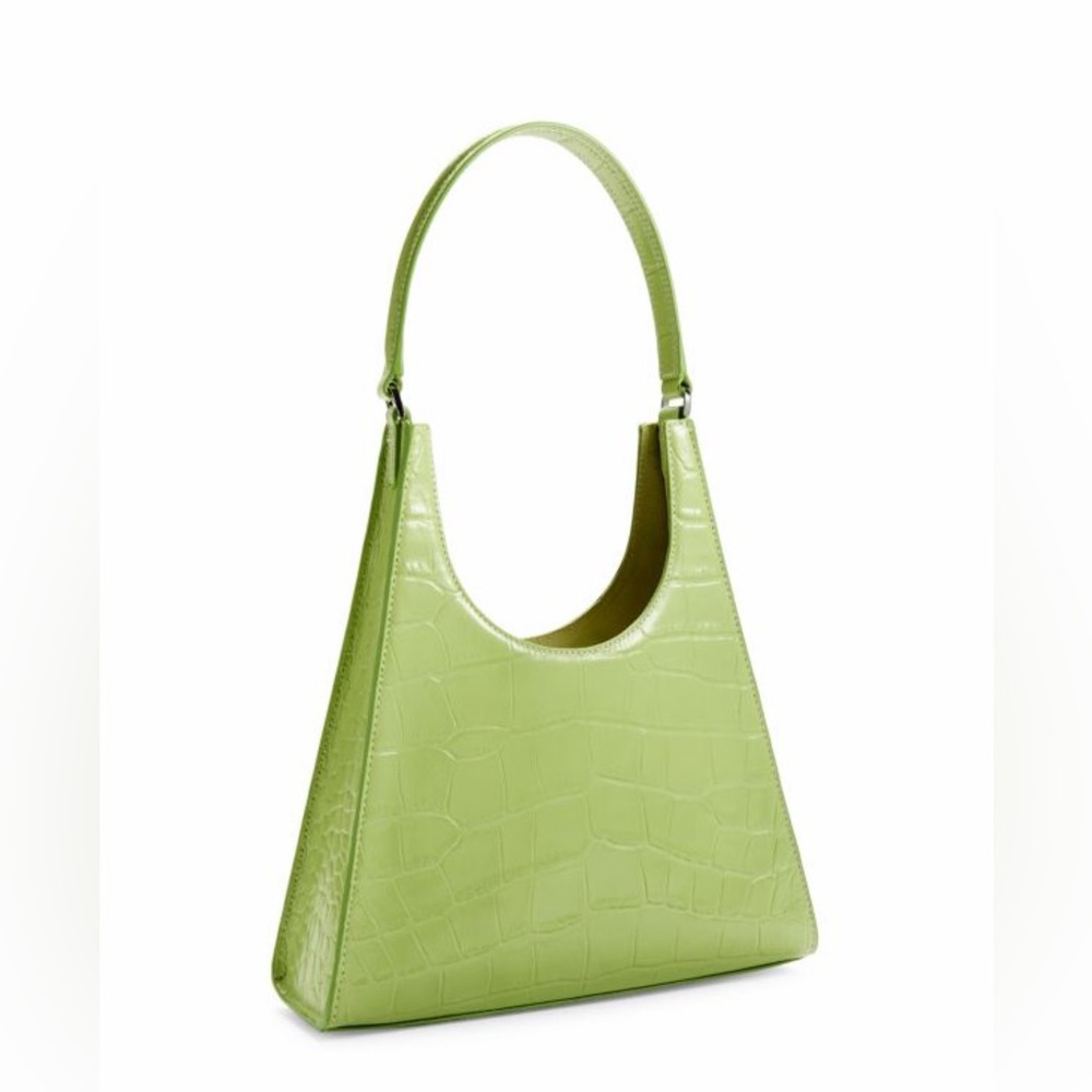 🔥🔥🔥NEW Staud Rey Green Croc Embossed Leather Shoulder Bag - Picture 2 of 14